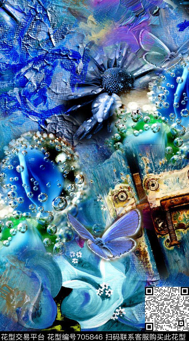抽象拼接水珠数码印花华亿平台下载（图片编号: 705846） - 瓦栏（Walan）
