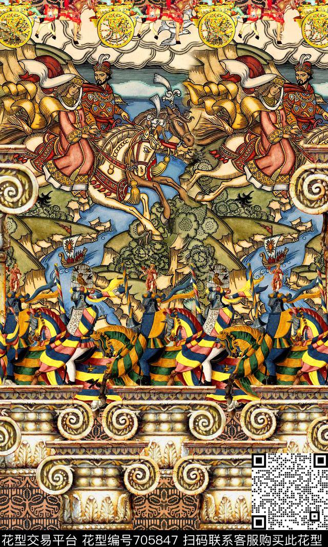 休闲柱子人物数码印花华亿平台下载（图片编号: 705847） - 瓦栏（Walan）