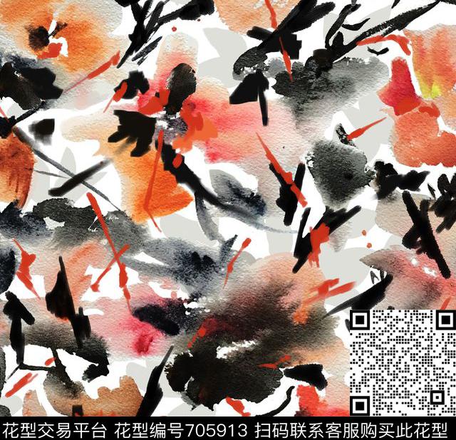 欧美风花卉印花手绘时尚花卉印花花卉数码印花华亿平台下载（图片编号: 705913） - 瓦栏（Walan）