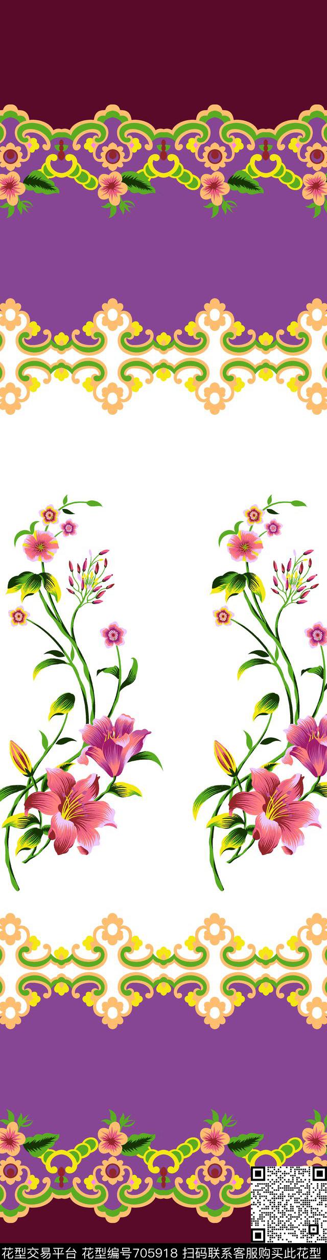 菊花花鸟牡丹传统印花华亿平台下载（图片编号: 705918） - 瓦栏（Walan）