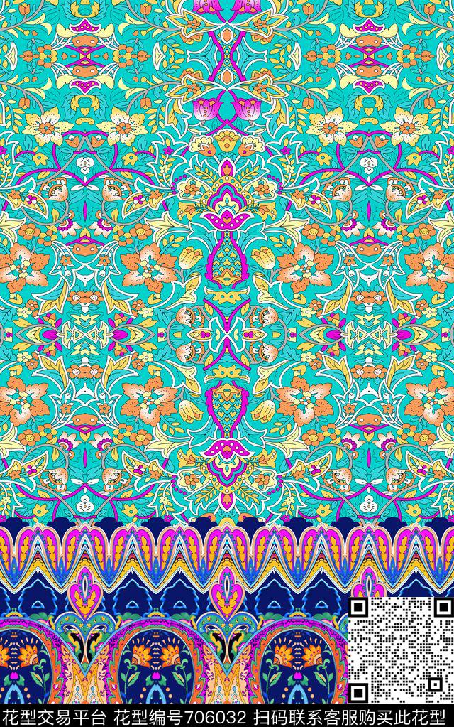大方时尚民族风数码印花华亿平台下载（图片编号: 706032） - 瓦栏（Walan）