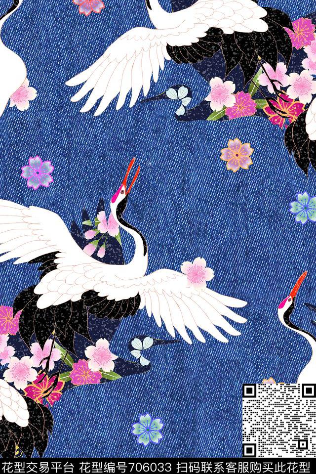 牛仔纹时尚大方数码印花华亿平台下载（图片编号: 706033） - 瓦栏（Walan）