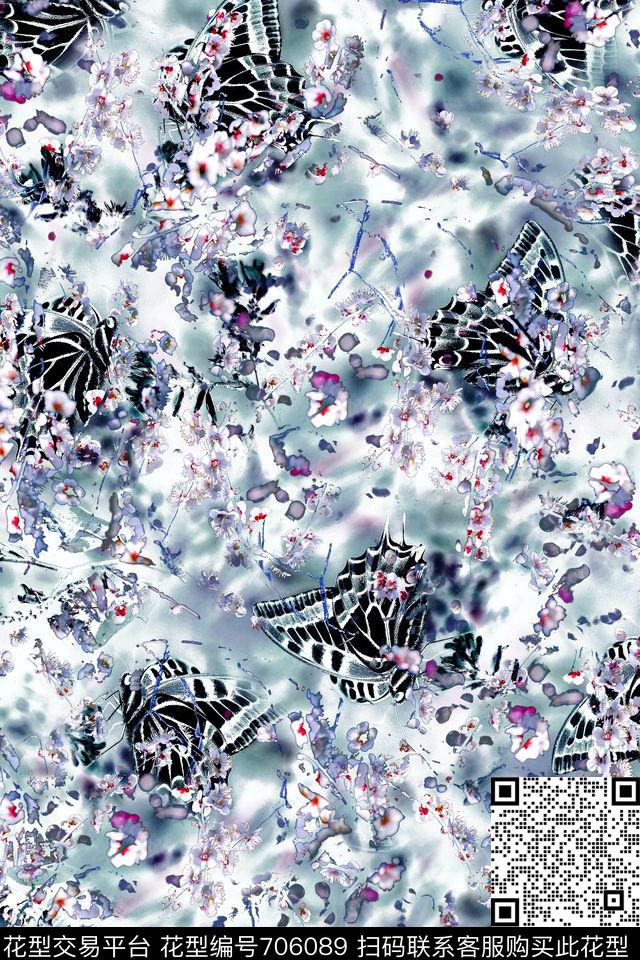 女装花卉四方连续图案数码印花华亿平台下载（图片编号: 706089） - 瓦栏（Walan）