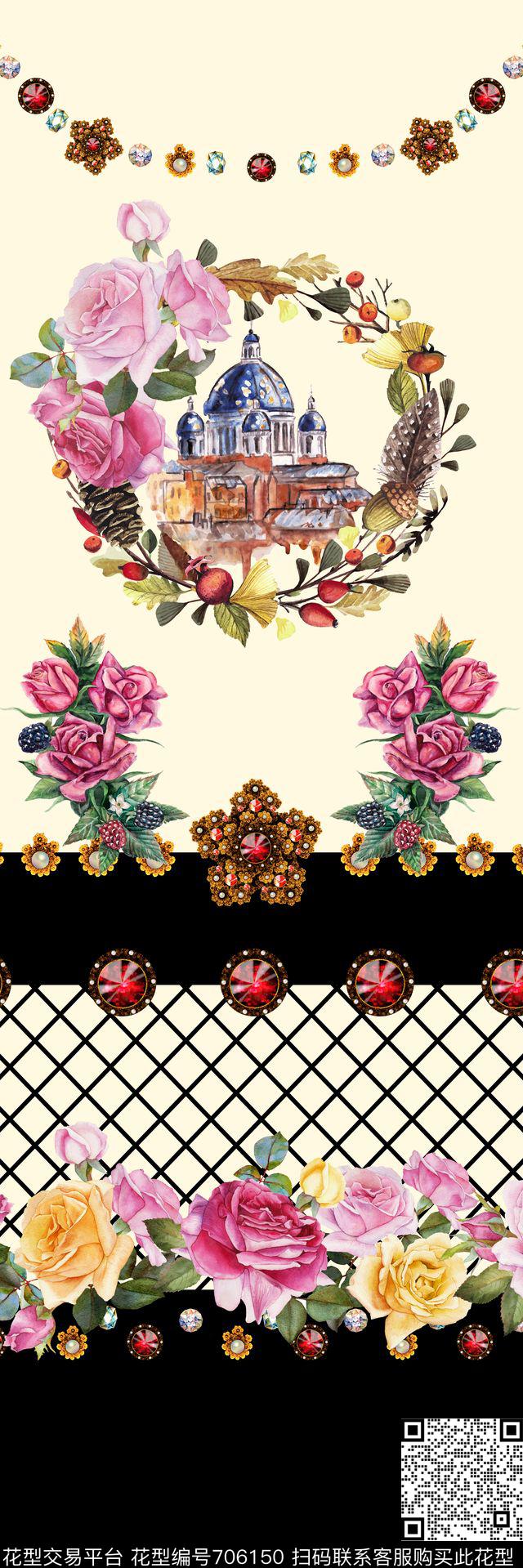 花卉砖石珠宝数码印花华亿平台下载（图片编号: 706150） - 瓦栏（Walan）