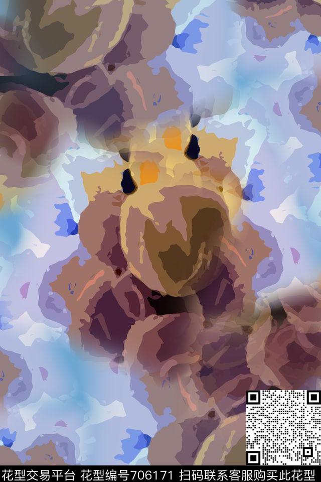 迷彩图案抽象花卉时尚抽象传统印花华亿平台下载（图片编号: 706171） - 瓦栏（Walan）