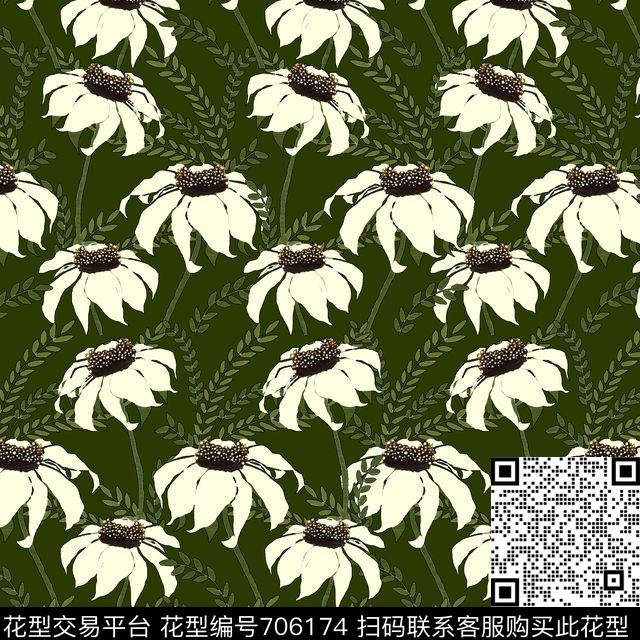 菊花花朵花卉传统印花华亿平台下载（图片编号: 706174） - 瓦栏（Walan）