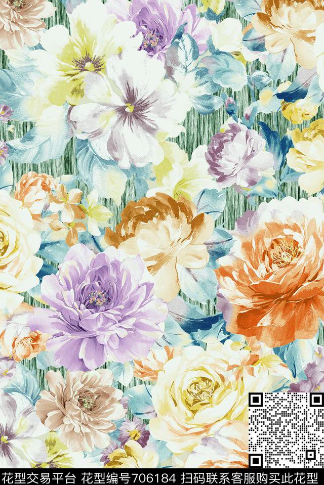 零点--女装乱花牡丹数码印花华亿平台下载（图片编号: 706184） - 瓦栏（Walan）