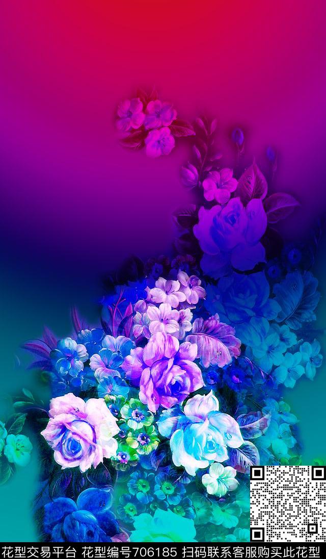 花卉女装定位花数码印花华亿平台下载（图片编号: 706185） - 瓦栏（Walan）