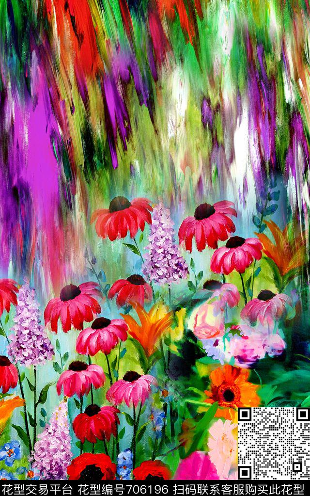 抽象条纹油画数码印花华亿平台下载（图片编号: 706196） - 瓦栏（Walan）