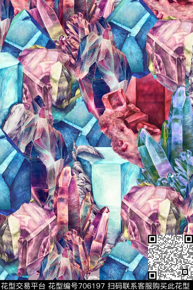 抽象石头宝石数码印花华亿平台下载（图片编号: 706197） - 瓦栏（Walan）