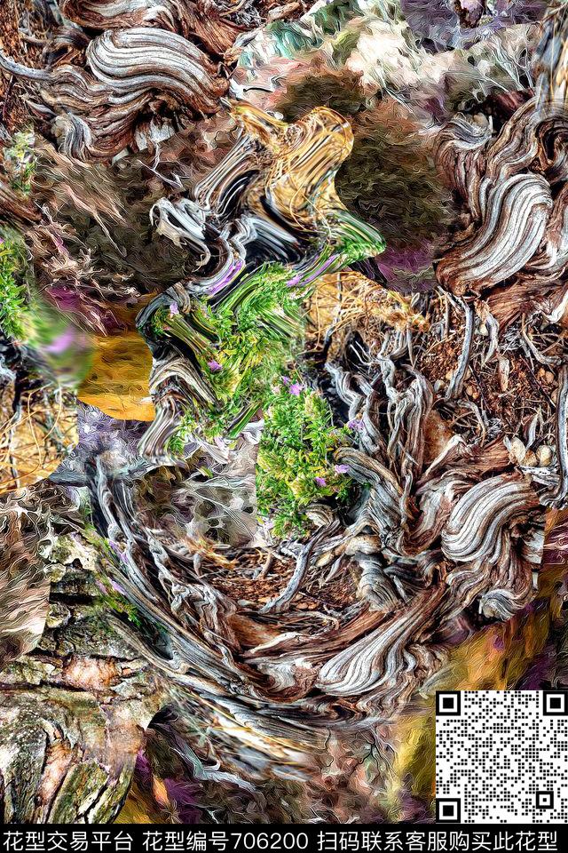 抽象地表树皮纹数码印花华亿平台下载（图片编号: 706200） - 瓦栏（Walan）