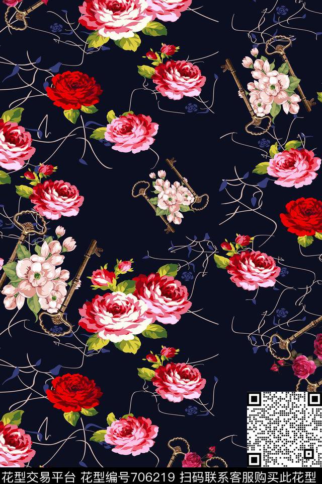 女装牡丹玫瑰传统印花华亿平台下载（图片编号: 706219） - 瓦栏（Walan）