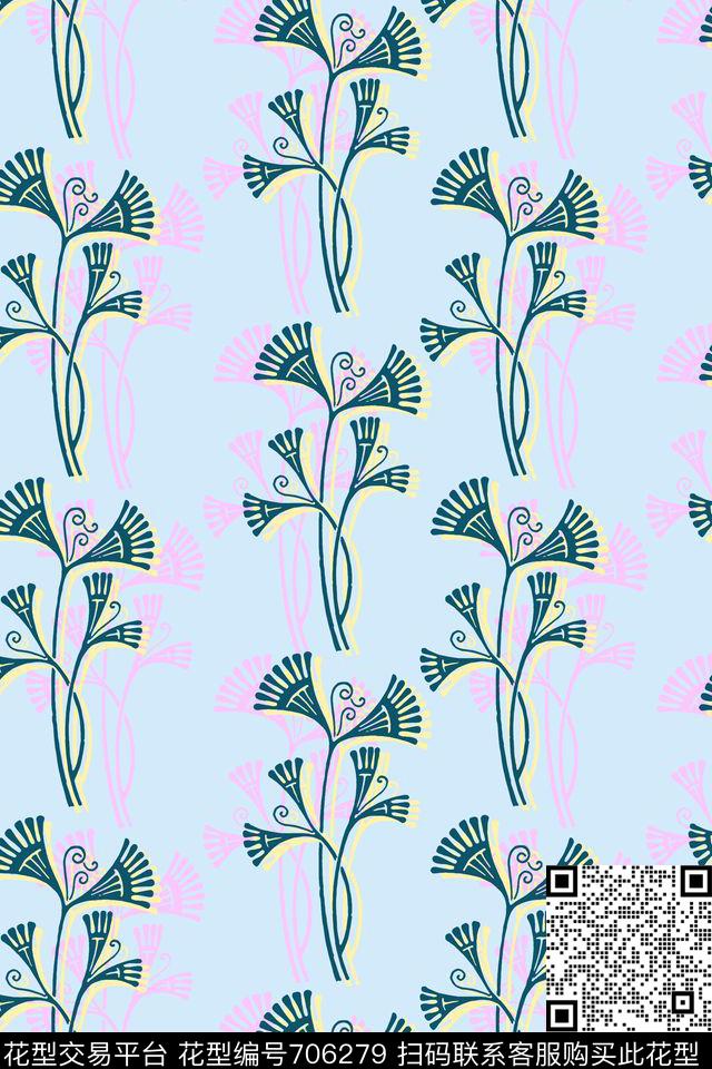民族风男装抽象植物传统印花华亿平台下载（图片编号: 706279） - 瓦栏（Walan）