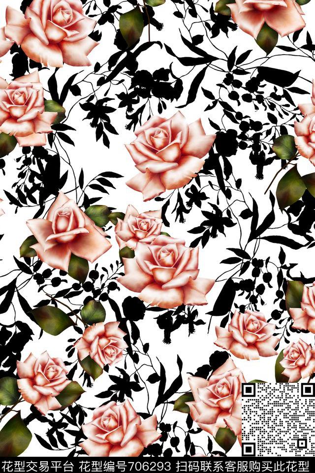 水彩乱花花卉数码印花华亿平台下载（图片编号: 706293） - 瓦栏（Walan）