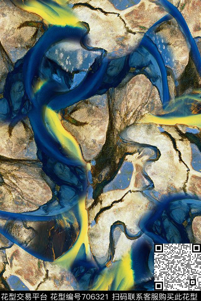 手绘水彩地理几何印花彩绘纹理印花时尚潮流女装印花数码印花华亿平台下载（图片编号: 706321） - 瓦栏（Walan）