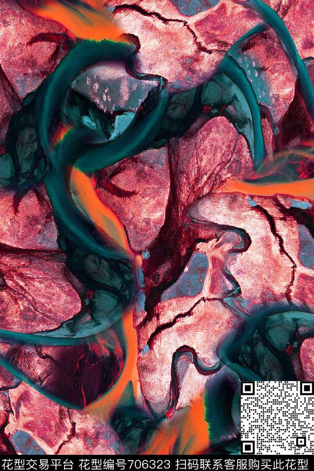 手绘水彩地理几何印花彩绘纹理印花时尚潮流女装印花数码印花华亿平台下载（图片编号: 706323） - 瓦栏（Walan）