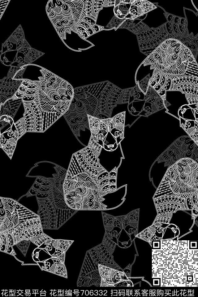 猫趣味动物男装羽绒服传统印花华亿平台下载（图片编号: 706332） - 瓦栏（Walan）