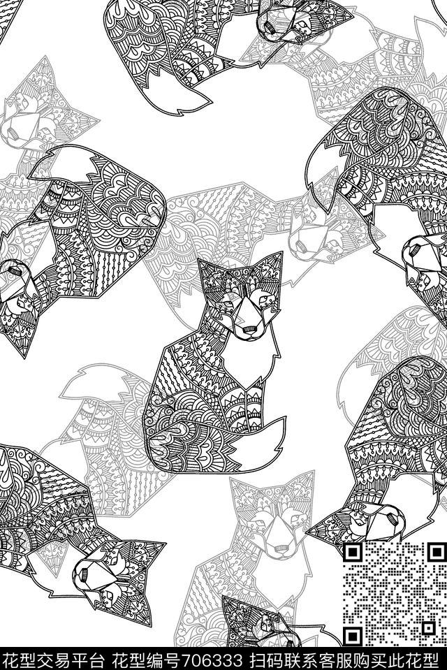 猫趣味动物男装羽绒服传统印花华亿平台下载（图片编号: 706333） - 瓦栏（Walan）