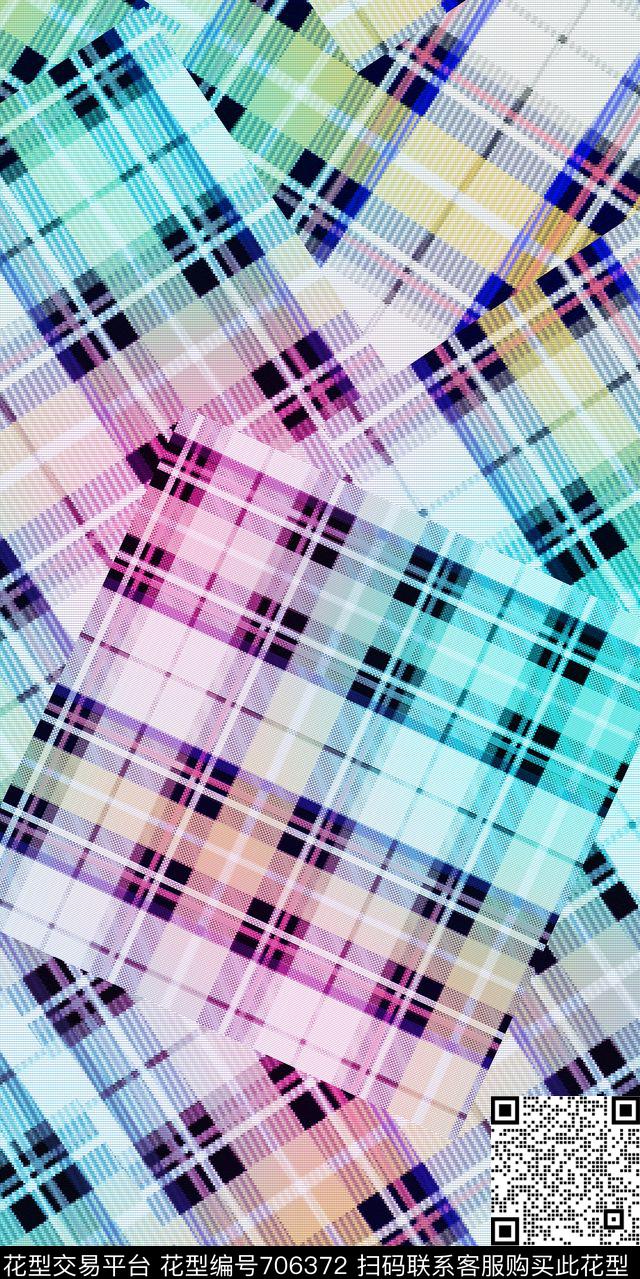 色块彩色马赛克数码印花华亿平台下载（图片编号: 706372） - 瓦栏（Walan）