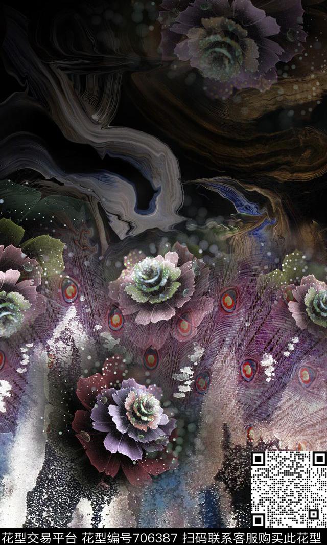 数码花肌理渐变数码印花华亿平台下载（图片编号: 706387） - 瓦栏（Walan）