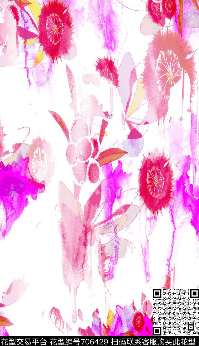 抽象淡雅艺术数码印花华亿平台下载（图片编号: 706429） - 瓦栏（Walan）