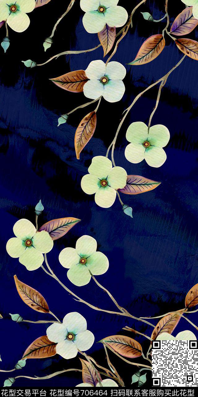 水彩花卉底纹数码印花华亿平台下载（图片编号: 706464） - 瓦栏（Walan）