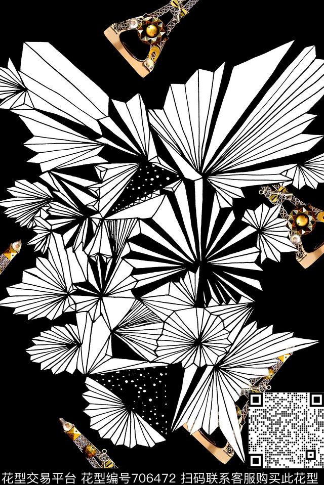 男装简约黑白数码印花华亿平台下载（图片编号: 706472） - 瓦栏（Walan）