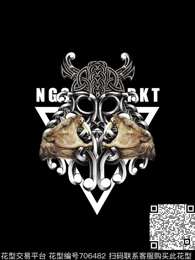 狮子头角男装T恤数码印花华亿平台下载（图片编号: 706482） - 瓦栏（Walan）