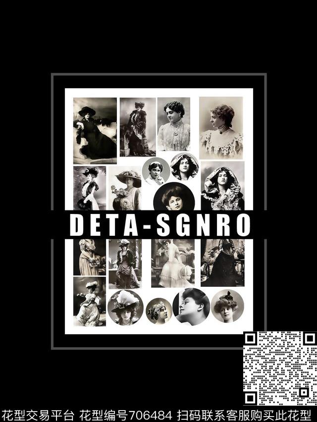 复古人物像几何男装T恤数码印花华亿平台下载（图片编号: 706484） - 瓦栏（Walan）