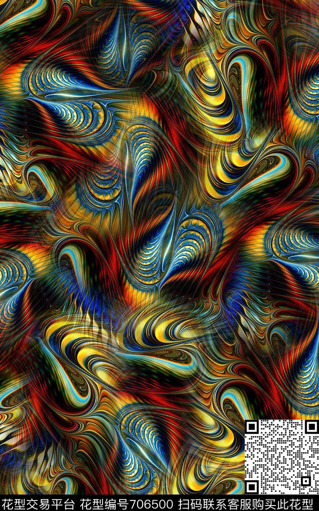 分形波普肌理纹理数码印花华亿平台下载（图片编号: 706500） - 瓦栏（Walan）