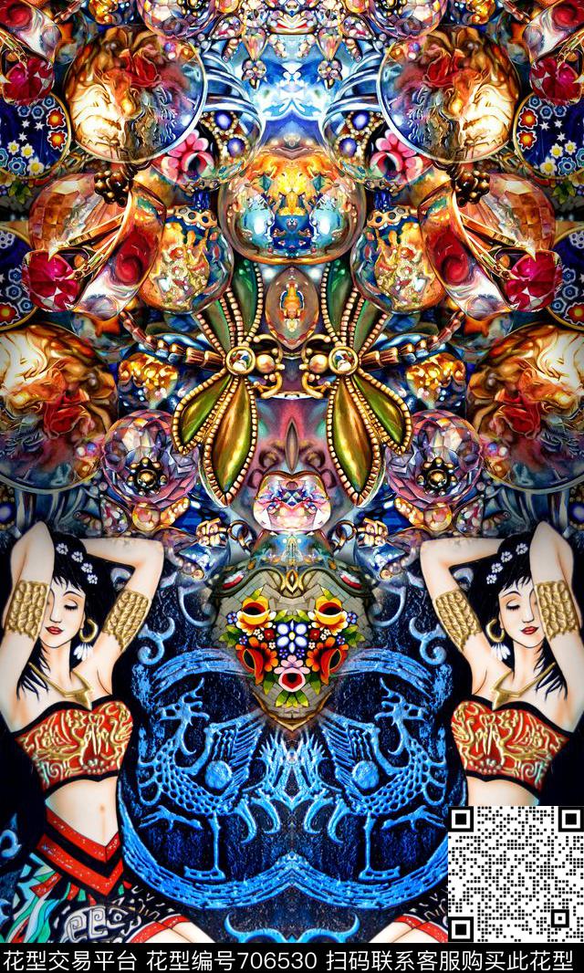 珠宝宝石民族风数码印花华亿平台下载（图片编号: 706530） - 瓦栏（Walan）