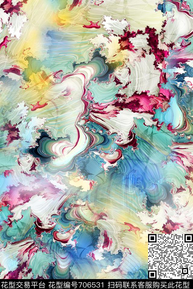 抽象分形肌理数码印花华亿平台下载（图片编号: 706531） - 瓦栏（Walan）