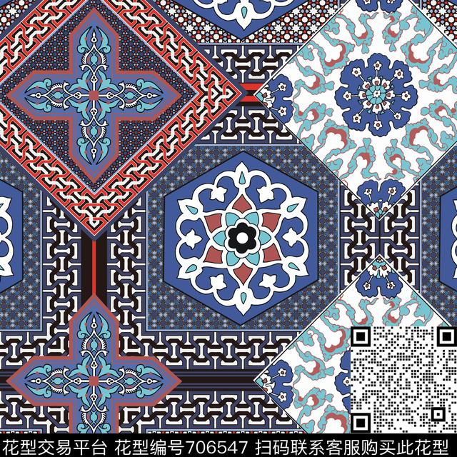复古民族风图案传统印花华亿平台下载（图片编号: 706547） - 瓦栏（Walan）
