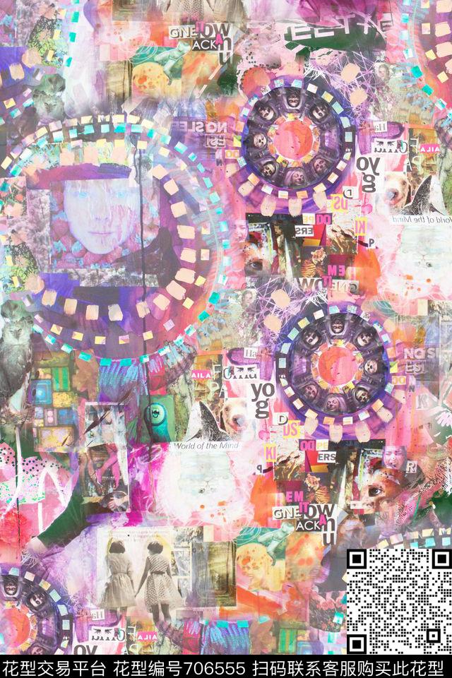 插画图案几何花纹人物插画数码印花华亿平台下载（图片编号: 706555） - 瓦栏（Walan）