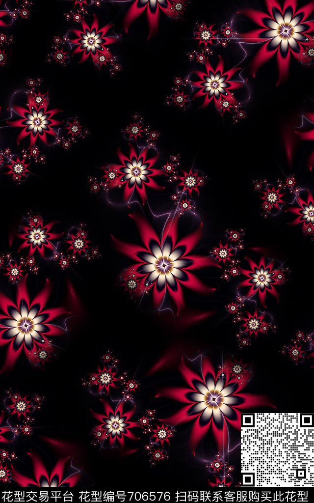 分形花花朵花卉数码印花华亿平台下载（图片编号: 706576） - 瓦栏（Walan）