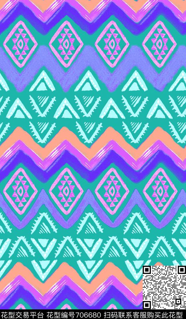 非洲部落手绘印花传统印花华亿平台下载（图片编号: 706680） - 瓦栏（Walan）