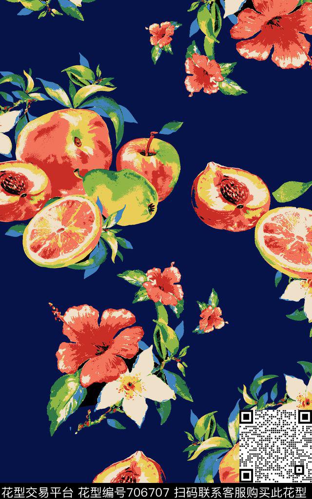 水果趣味水彩数码印花华亿平台下载（图片编号: 706707） - 瓦栏（Walan）