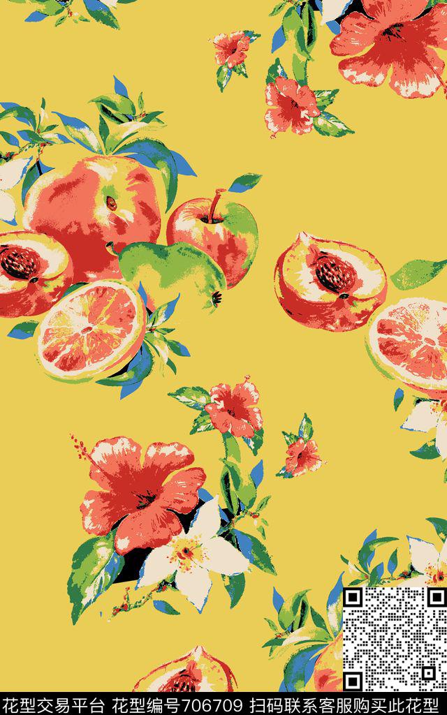 水果趣味水彩数码印花华亿平台下载（图片编号: 706709） - 瓦栏（Walan）