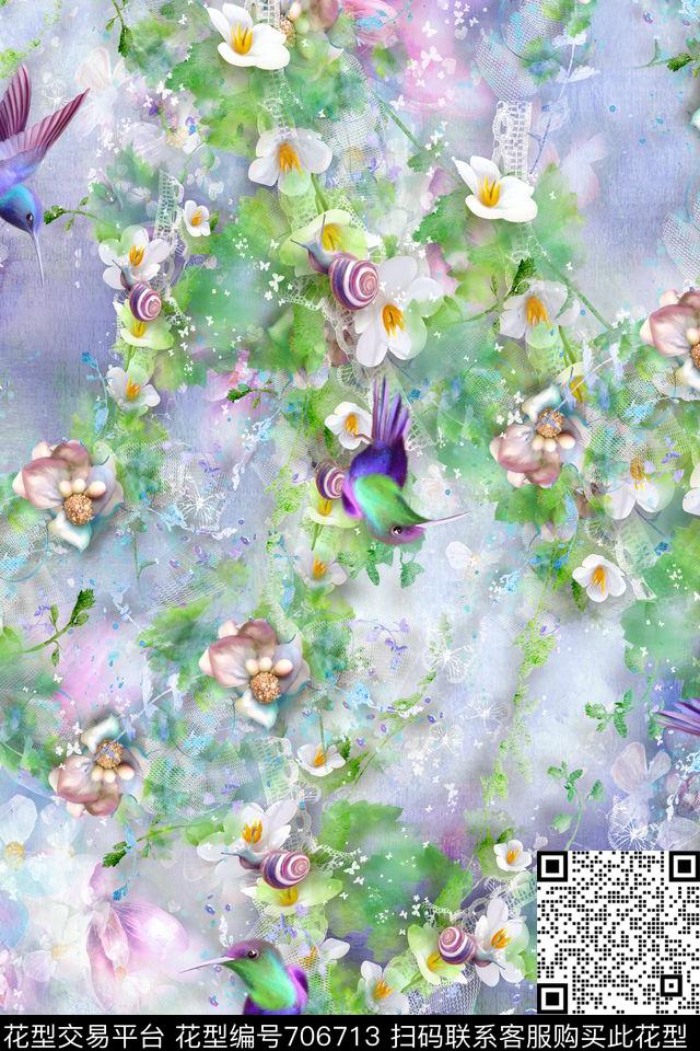 花卉花鸟花朵数码印花华亿平台下载（图片编号: 706713） - 瓦栏（Walan）