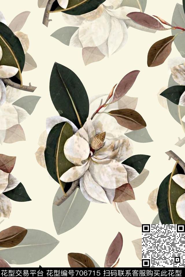 抽象手绘满版花卉最新高清数码水彩花卉时尚潮流大牌复古欧美风女装花卉数码印花华亿平台下载（图片编号: 706715） - 瓦栏（Walan）