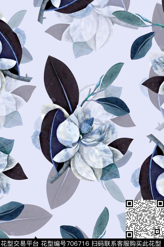 抽象手绘满版花卉最新高清数码水彩花卉时尚潮流大牌复古欧美风女装花卉数码印花华亿平台下载（图片编号: 706716） - 瓦栏（Walan）