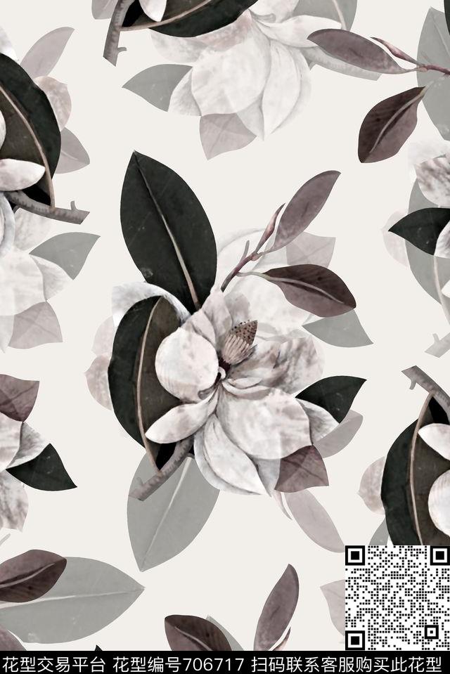 抽象手绘满版花卉最新高清数码水彩花卉时尚潮流大牌复古欧美风女装花卉数码印花华亿平台下载（图片编号: 706717） - 瓦栏（Walan）