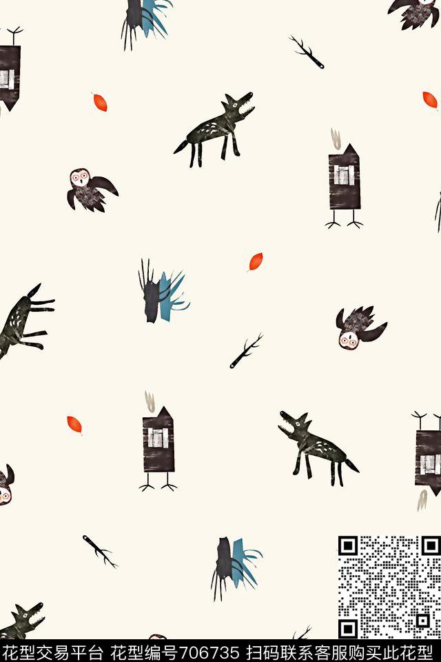 卡通动物童装男装衬衫数码印花华亿平台下载（图片编号: 706735） - 瓦栏（Walan）