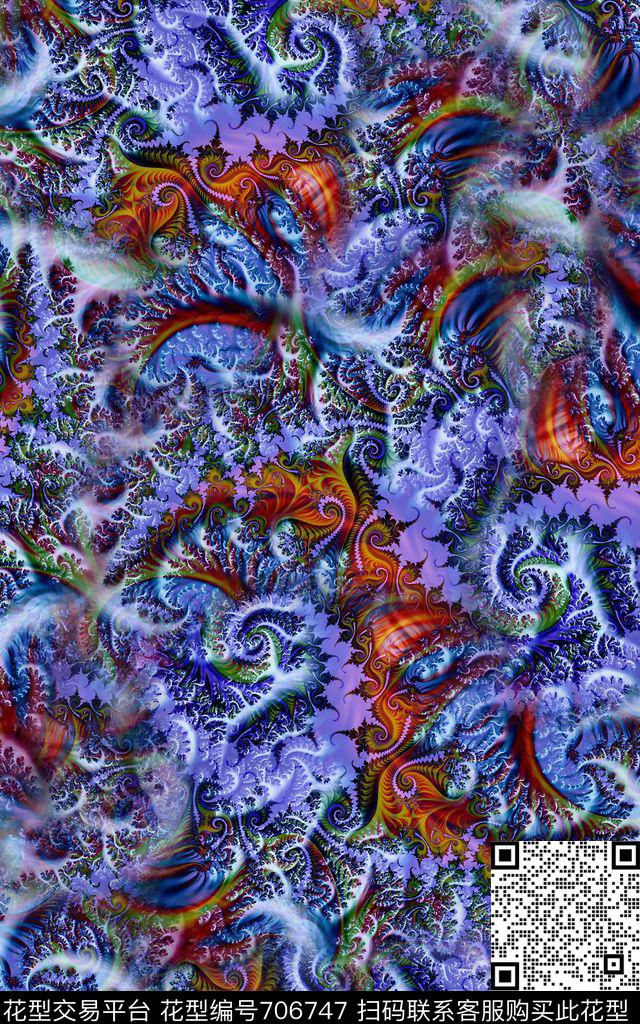 分形漩涡肌理纹理数码印花华亿平台下载（图片编号: 706747） - 瓦栏（Walan）