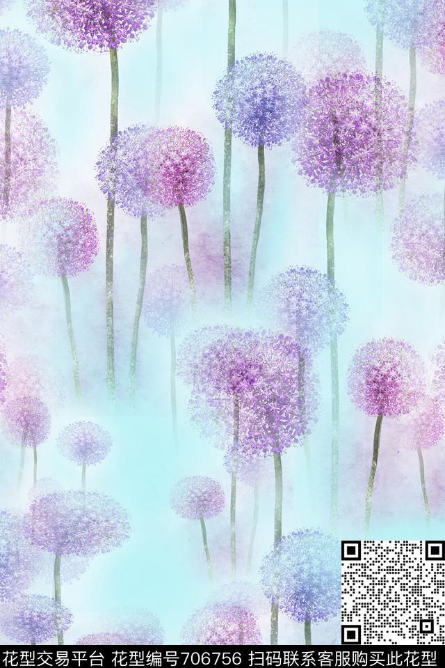 花朵手绘彩色数码印花华亿平台下载（图片编号: 706756） - 瓦栏（Walan）