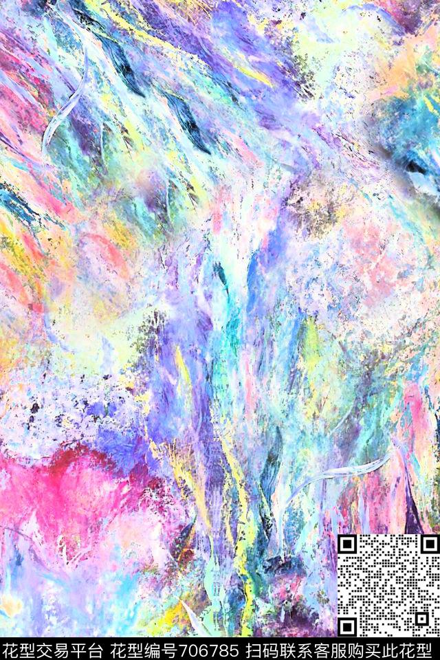抽象肌理油画色彩渐变数码印花华亿平台下载（图片编号: 706785） - 瓦栏（Walan）
