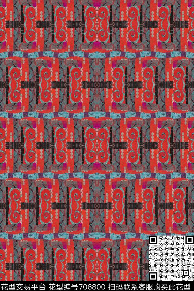 流行时尚复古图腾传统印花华亿平台下载（图片编号: 706800） - 瓦栏（Walan）