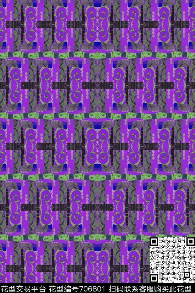 流行时尚复古图腾传统印花华亿平台下载（图片编号: 706801） - 瓦栏（Walan）