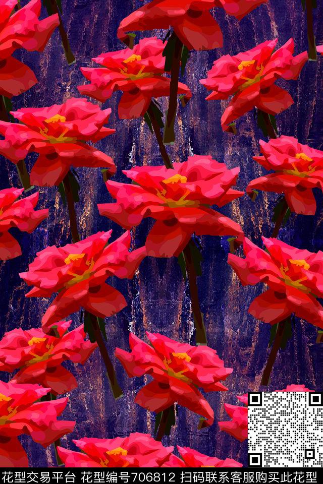 花朵花卉大花数码印花华亿平台下载（图片编号: 706812） - 瓦栏（Walan）