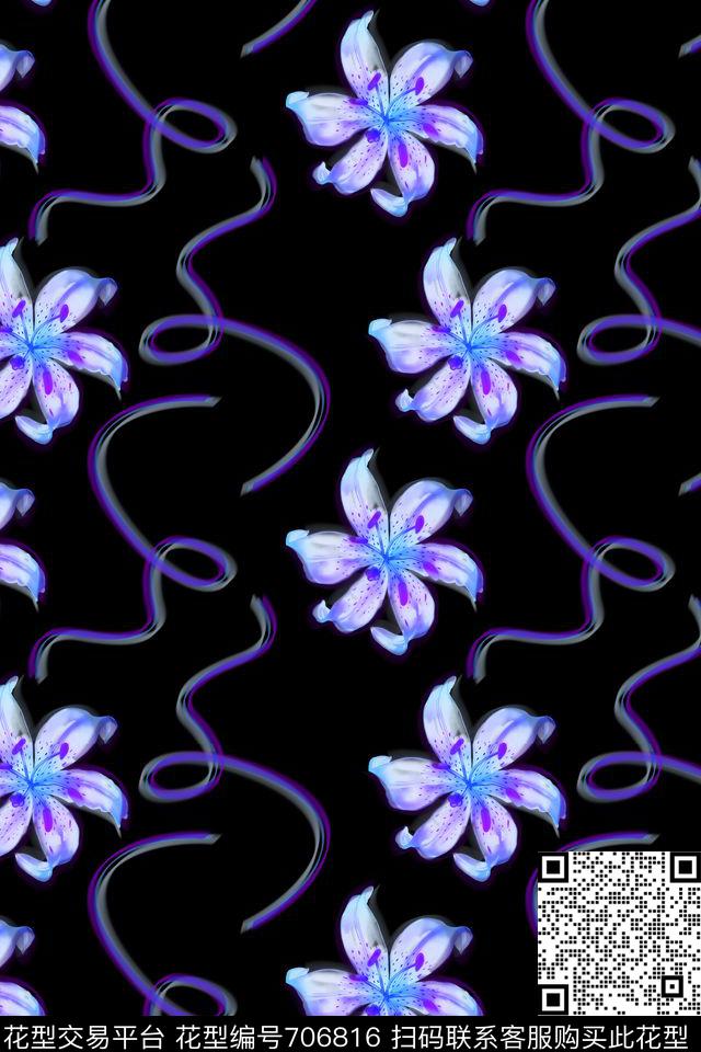小碎花原创抽象花瓣数码印花华亿平台下载（图片编号: 706816） - 瓦栏（Walan）